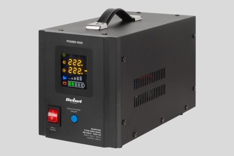 Zasilacz Awaryjny Rebel POWER-1000 - przetwornica z czystym przebiegiem sinusoidalnym i funkcją ładowania 12V 230V 1000VA/700W Zasilacz Awaryjny Rebel POWER-1000 - przetwornica z czystym przebiegiem sinusoidalnym i funkcją ładowania 12V 230V 1000VA/700W