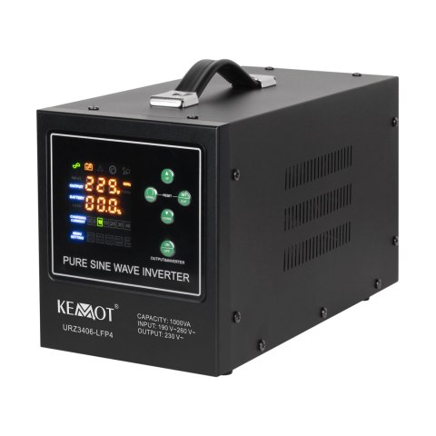Zasilacz awaryjny KEMOT PROsinus-1000-LFP4 przetwornica z czystym przebiegiem sinusoidalnym i funkcją ładowania 12V 230V 1000VA/ Zasilacz awaryjny KEMOT PROsinus-1000-LFP4 przetwornica z czystym przebiegiem sinusoidalnym i funkcją ładowania 12V 230V 1000VA/
