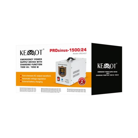 Zasilacz awaryjny KEMOT PROsinus-1500/24 przetwornica z czystym przebiegiem sinusoidalnym i funkcją ładowania 24V 230V 1500VA/10 Zasilacz awaryjny KEMOT PROsinus-1500/24 przetwornica z czystym przebiegiem sinusoidalnym i funkcją ładowania 24V 230V 1500VA/10