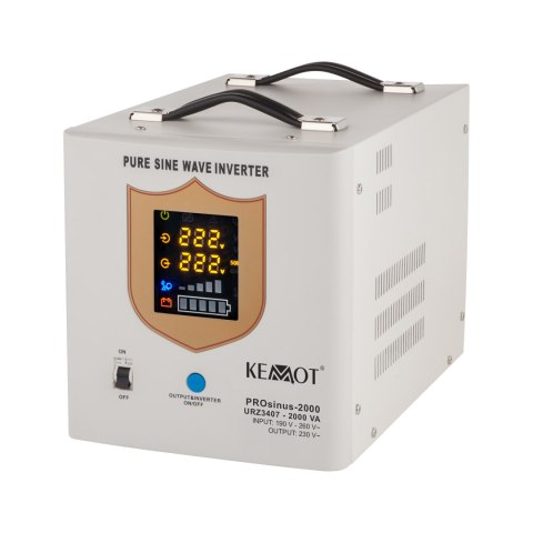 Zasilacz awaryjny KEMOT PROsinus-2000 przetwornica z czystym przebiegiem sinusoidalnym i funkcją ładowania 12V 230V 2000VA/1200W Zasilacz awaryjny KEMOT PROsinus-2000 przetwornica z czystym przebiegiem sinusoidalnym i funkcją ładowania 12V 230V 2000VA/1200W