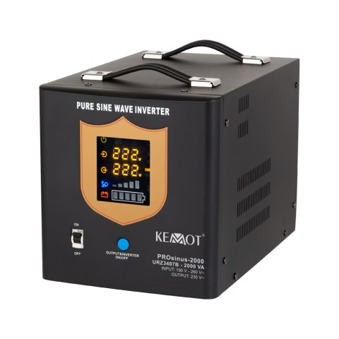 Zasilacz awaryjny KEMOT PROsinus-2000 przetwornica z czystym przebiegiem sinusoidalnym i funkcją ładowania 12V 230V 2000VA/1200W Zasilacz awaryjny KEMOT PROsinus-2000 przetwornica z czystym przebiegiem sinusoidalnym i funkcją ładowania 12V 230V 2000VA/1200W