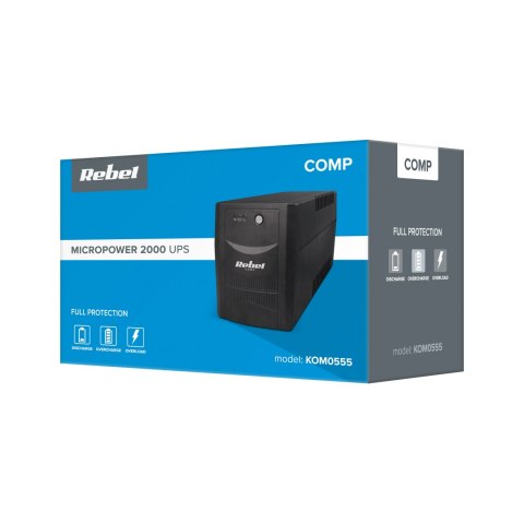 Zasilacz awaryjny UPS REBEL model Micropower 2000 (offline, 2000 VA / 1200 W, 230 V, 50 Hz) Zasilacz awaryjny UPS REBEL model Micropower 2000 (offline, 2000 VA / 1200 W, 230 V, 50 Hz)