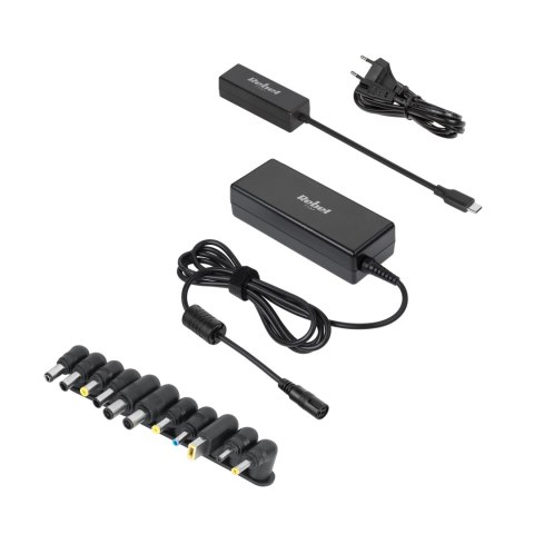 Zasilacz uniwersalny Rebel 12 końcówek 90 W 15-20 V automatyczny z funkcją Power Delivery Zasilacz uniwersalny Rebel 12 końcówek 90 W 15-20 V automatyczny z funkcją Power Delivery