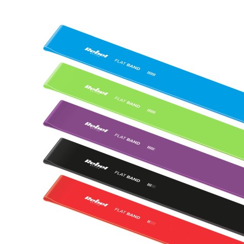 Zestaw gum do ćwiczeń TPE 2m - Flat Band Ls-1, 1,5-11,5 kg, 5 gum, REBEL ACTIVE Zestaw gum do ćwiczeń TPE 2m - Flat Band Ls-1, 1,5-11,5 kg, 5 gum, REBEL ACTIVE