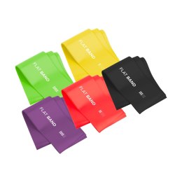 Zestaw gum do ćwiczeń lateksowe 2m - Flat Band LTs-1, 2,5-20 kg, 5 gum, REBEL ACTIVE