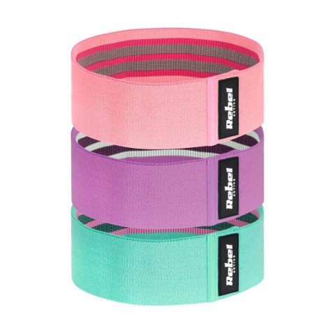 Zestaw gum do ćwiczeń materiałowy - Mini Band M, 27-55 kg, 3 gumy materiałowe, REBEL ACTIVE Zestaw gum do ćwiczeń materiałowy - Mini Band M, 27-55 kg, 3 gumy materiałowe, REBEL ACTIVE