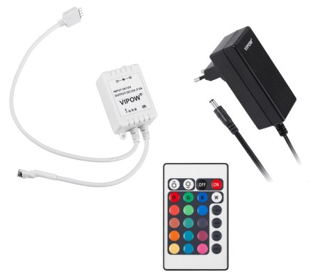 Zestaw oświetleniowy (sznur diodowy 150x5050SMD + zasilacz + kontroler kolorów) Zestaw oświetleniowy (sznur diodowy 150x5050SMD + zasilacz + kontroler kolorów)