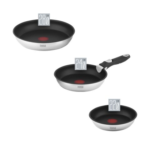 Zestaw patelni z odłączaną rączką 22cm , 24cm 28 cm TEESA FRYING PANS SINGLE HAND Zestaw patelni z odłączaną rączką 22cm , 24cm 28 cm TEESA FRYING PANS SINGLE HAND