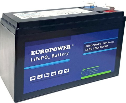 Akumulator LiFePO4 EUROPOWER serii LFP 12,8V 12Ah (Żywotność ~2000 cykli) Akumulator LiFePO4 EUROPOWER serii LFP 12,8V 12Ah (Żywotność ~2000 cykli)