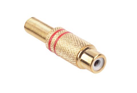 Gniazdo RCA złote 2 paski na kabel czerwone Gniazdo RCA złote 2 paski na kabel czerwone