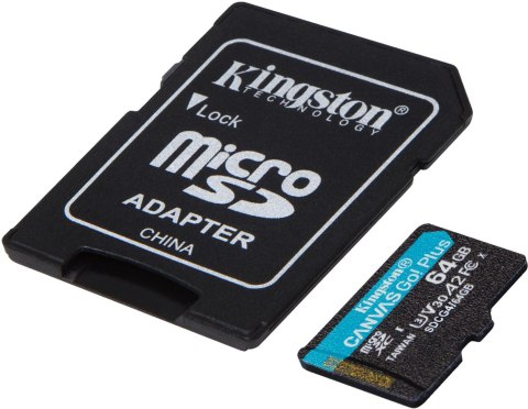 Karta pamięci microSD 64GB Kingston CanvasGo! Plus 200MB/s A2 U3 V30 + adapter Karta pamięci microSD 64GB Kingston CanvasGo! Plus 200MB/s A2 U3 V30 + adapter