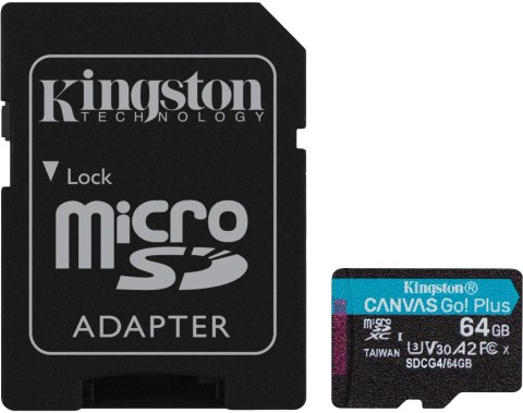 Karta pamięci microSD 64GB Kingston CanvasGo! Plus 200MB/s A2 U3 V30 + adapter Karta pamięci microSD 64GB Kingston CanvasGo! Plus 200MB/s A2 U3 V30 + adapter