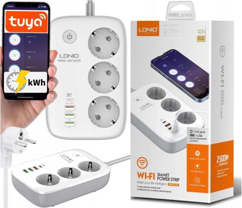 LDNIO listwa zasilająca SEW3452 WIFI 3xgn. 4xUSB LDNIO listwa zasilająca SEW3452 WIFI 3xgn. 4xUSB