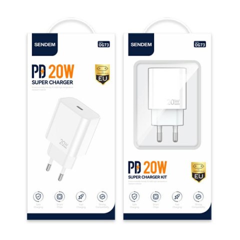 Ładowarka sieciowa OG73 20W USB typu C z funkcją Power Delivery Ładowarka sieciowa OG73 20W USB typu C z funkcją Power Delivery