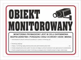 Tabliczka PCV Obiekt Monitorowany z RODO