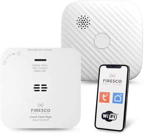 Zestaw czujników FIRESCO czujnik czadu + dymu z WiFi Zestaw czujników FIRESCO czujnik czadu + dymu z WiFi