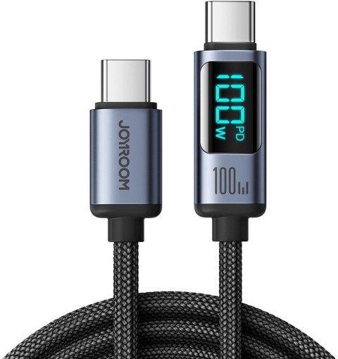 Kabel Joyroom Prism Series A16 USB-C / USB-C 100W 1.2m z wyświetlaczem LED Kabel Joyroom Prism Series A16 USB-C / USB-C 100W 1.2m z wyświetlaczem LED