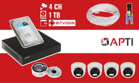 ZESTAW DO MONITORINGU APTI-NVR09-4IPCT 4 KAMERY + REJESTRATOR ZESTAW DO MONITORINGU APTI-NVR09-4IPCT 4 KAMERY + REJESTRATOR