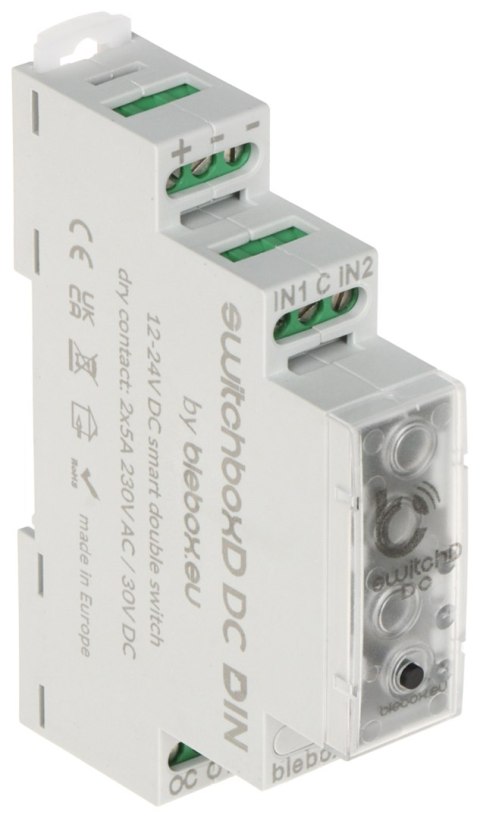 PODWÓJNY, BEZPOTENCJAŁOWY INTELIGENTNY PRZEŁĄCZNIK SWITCHBOX-D-DC-DIN/BLEBOX Wi-Fi, 230 V AC, 30 V DC PODWÓJNY, BEZPOTENCJAŁOWY INTELIGENTNY PRZEŁĄCZNIK SWITCHBOX-D-DC-DIN/BLEBOX Wi-Fi, 230 V AC, 30 V DC