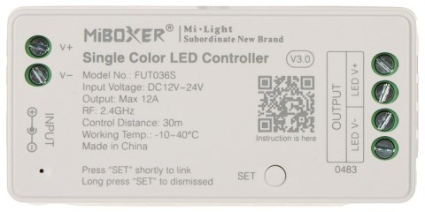 STEROWNIK OŚWIETLENIA LED FUT036S 2.4 GHz, MONO 12 ... 24 V DC MiBOXER / Mi-Light STEROWNIK OŚWIETLENIA LED FUT036S 2.4 GHz, MONO 12 ... 24 V DC MiBOXER / Mi-Light