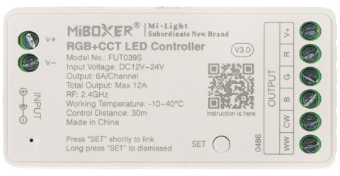 STEROWNIK OŚWIETLENIA LED FUT039S 2.4 GHz, RGBCCT (RGBWW) 12 ... 24 V DC MiBOXER / Mi-Light STEROWNIK OŚWIETLENIA LED FUT039S 2.4 GHz, RGBCCT (RGBWW) 12 ... 24 V DC MiBOXER / Mi-Light