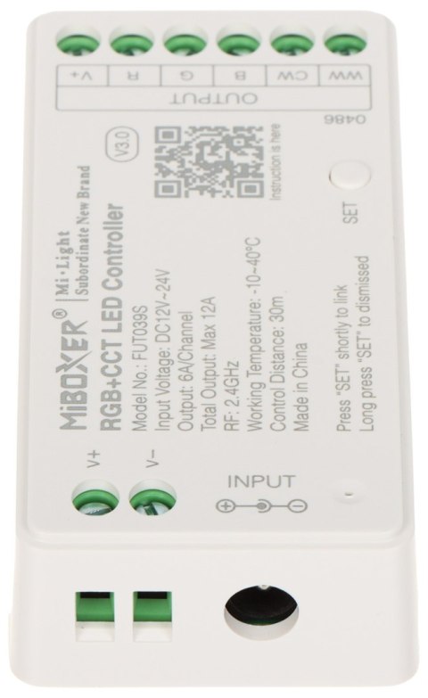 STEROWNIK OŚWIETLENIA LED FUT039S 2.4 GHz, RGBCCT (RGBWW) 12 ... 24 V DC MiBOXER / Mi-Light STEROWNIK OŚWIETLENIA LED FUT039S 2.4 GHz, RGBCCT (RGBWW) 12 ... 24 V DC MiBOXER / Mi-Light