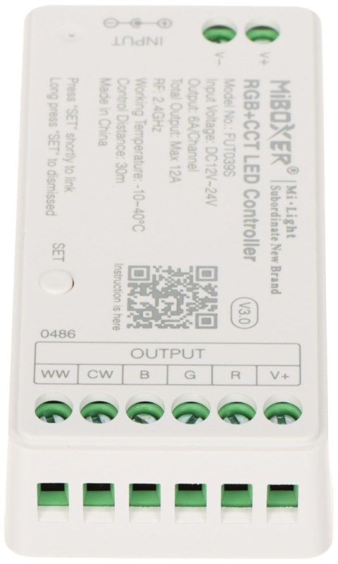 STEROWNIK OŚWIETLENIA LED FUT039S 2.4 GHz, RGBCCT (RGBWW) 12 ... 24 V DC MiBOXER / Mi-Light STEROWNIK OŚWIETLENIA LED FUT039S 2.4 GHz, RGBCCT (RGBWW) 12 ... 24 V DC MiBOXER / Mi-Light