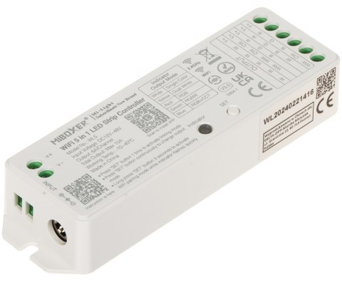 STEROWNIK OŚWIETLENIA LED WL5 Wi-Fi, 2.4 GHz, RGBCCT (RGBWW) 12 ... 48 V DC MiBOXER / Mi-Light STEROWNIK OŚWIETLENIA LED WL5 Wi-Fi, 2.4 GHz, RGBCCT (RGBWW) 12 ... 48 V DC MiBOXER / Mi-Light