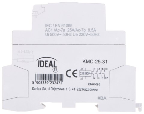 STYCZNIK MODUŁOWY KMC-25-31 25 A 400 V AC IDEAL STYCZNIK MODUŁOWY KMC-25-31 25 A 400 V AC IDEAL