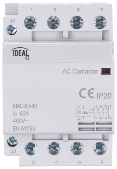 STYCZNIK MODUŁOWY KMC-63-40 63 A 400 V AC IDEAL STYCZNIK MODUŁOWY KMC-63-40 63 A 400 V AC IDEAL