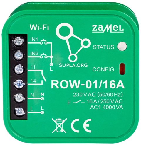 INTELIGENTNY PRZEŁĄCZNIK ROW-01/16A Wi-Fi 230 V AC ZAMEL INTELIGENTNY PRZEŁĄCZNIK ROW-01/16A Wi-Fi 230 V AC ZAMEL