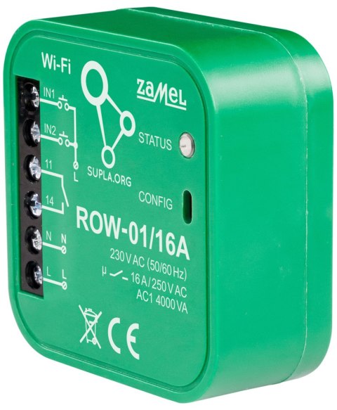 INTELIGENTNY PRZEŁĄCZNIK ROW-01/16A Wi-Fi 230 V AC ZAMEL INTELIGENTNY PRZEŁĄCZNIK ROW-01/16A Wi-Fi 230 V AC ZAMEL