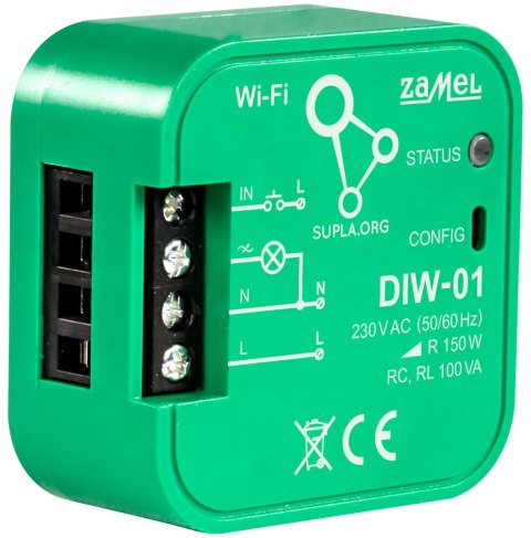 INTELIGENTNY ŚCIEMNIACZ OŚWIETLENIA DIW-01 Wi-Fi, 230 V AC ZAMEL INTELIGENTNY ŚCIEMNIACZ OŚWIETLENIA DIW-01 Wi-Fi, 230 V AC ZAMEL