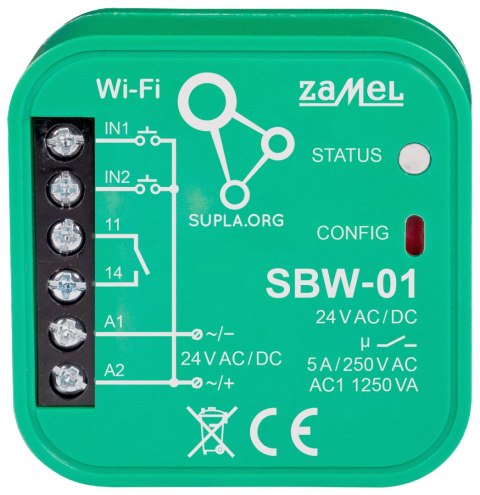 INTELIGENTNY STEROWNIK BRAM I DRZWI SBW-01 Wi-Fi, SUPLA 24 V AC/DC ZAMEL INTELIGENTNY STEROWNIK BRAM I DRZWI SBW-01 Wi-Fi, SUPLA 24 V AC/DC ZAMEL