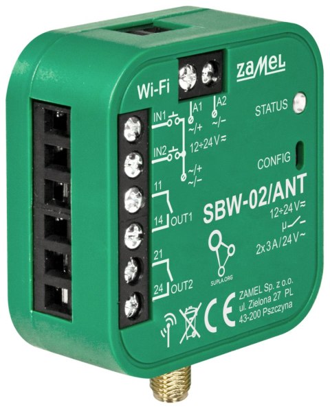 INTELIGENTNY STEROWNIK BRAM I DRZWI SBW-02/ANT Wi-Fi, 12 ... 24 V AC/DC ZAMEL INTELIGENTNY STEROWNIK BRAM I DRZWI SBW-02/ANT Wi-Fi, 12 ... 24 V AC/DC ZAMEL