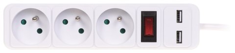 LISTWA ZASILAJĄCA PR-1.5M-3G-SW/USB/W (3 GNIAZDA + 2 USB) 1.3 m LISTWA ZASILAJĄCA PR-1.5M-3G-SW/USB/W (3 GNIAZDA + 2 USB) 1.3 m