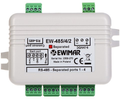 DYSTRYBUTOR MAGISTRALI RS-485 EW-485/4/2/SO Z SEPARACJĄ OPTYCZNĄ DYSTRYBUTOR MAGISTRALI RS-485 EW-485/4/2/SO Z SEPARACJĄ OPTYCZNĄ