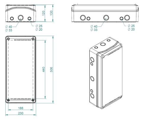 PUSZKA ODGAŁĘŹNA INDUSTRIAL/506X230/EPN IP65 Elektro-Plast PUSZKA ODGAŁĘŹNA INDUSTRIAL/506X230/EPN IP65 Elektro-Plast
