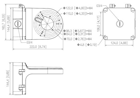 UCHWYT DO KAMER KULISTYCH PFB206W DAHUA UCHWYT DO KAMER KULISTYCH PFB206W DAHUA