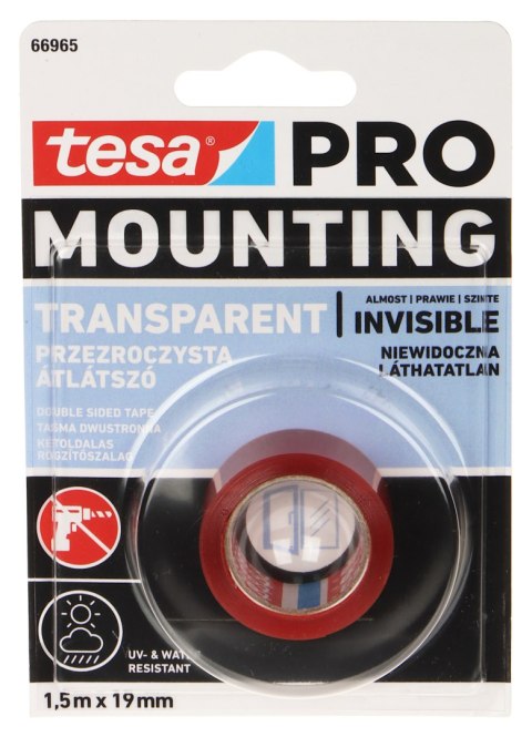 DWUSTRONNA TAŚMA MONTAŻOWA MOUNTING-PRO/TRANSPARENT/1.5X19 TESA DWUSTRONNA TAŚMA MONTAŻOWA MOUNTING-PRO/TRANSPARENT/1.5X19 TESA