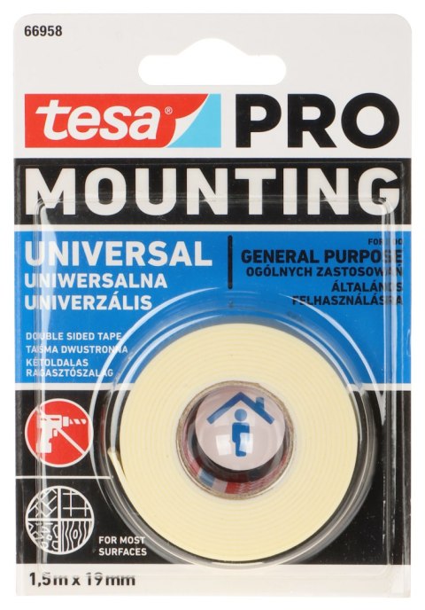 DWUSTRONNA TAŚMA MONTAŻOWA MOUNTING-PRO/UNIVERSAL/1.5X19 TESA DWUSTRONNA TAŚMA MONTAŻOWA MOUNTING-PRO/UNIVERSAL/1.5X19 TESA