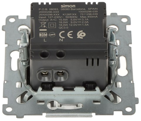 GNIAZDO ŁADOWANIA DEC2CA.01/11-SIMON54 Premium USB 5 V DC / 3.1 A GNIAZDO ŁADOWANIA DEC2CA.01/11-SIMON54 Premium USB 5 V DC / 3.1 A