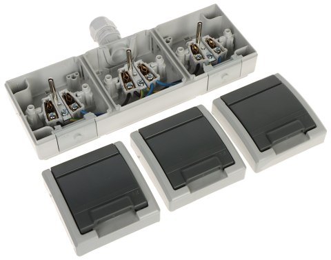 GNIAZDO NATYNKOWE POTRÓJNE AQUANT-G3/EPN 230 V AC 16 A IP65 Elektro-Plast GNIAZDO NATYNKOWE POTRÓJNE AQUANT-G3/EPN 230 V AC 16 A IP65 Elektro-Plast