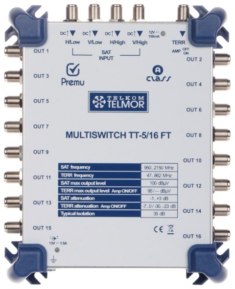 MULTISWITCH TT-5/16-FT-PREMU 5 WEJŚĆ/16 WYJŚĆ TELMOR MULTISWITCH TT-5/16-FT-PREMU 5 WEJŚĆ/16 WYJŚĆ TELMOR