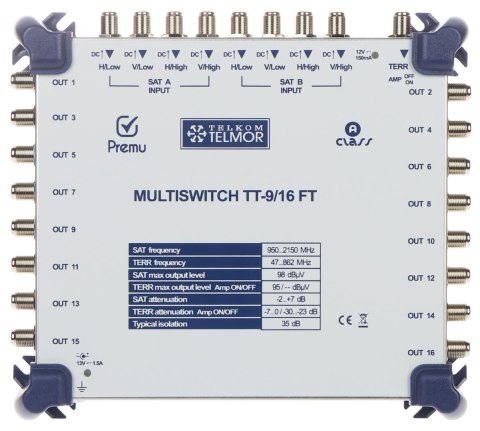MULTISWITCH TT-9/16-FT-PREMU 9 WEJŚĆ / 16 WYJŚĆ PREMU TELMOR MULTISWITCH TT-9/16-FT-PREMU 9 WEJŚĆ / 16 WYJŚĆ PREMU TELMOR