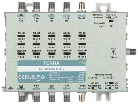 WZMACNIACZ DO MULTISWITCHY SA-51D 5 WEJŚĆ / 5 WYJŚĆ TERRA WZMACNIACZ DO MULTISWITCHY SA-51D 5 WEJŚĆ / 5 WYJŚĆ TERRA