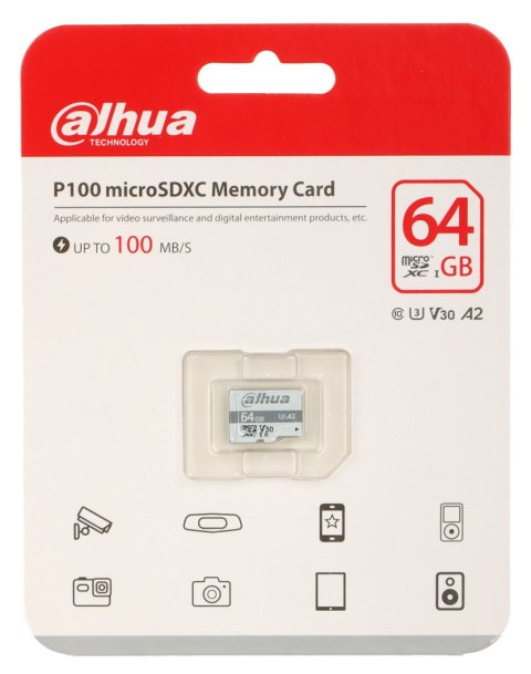KARTA PAMIĘCI TF-P100/64GB microSD UHS-I, SDXC 64 GB DAHUA KARTA PAMIĘCI TF-P100/64GB microSD UHS-I, SDXC 64 GB DAHUA