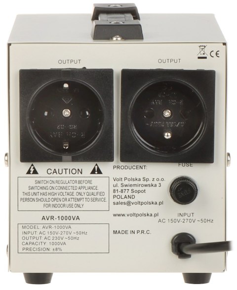 STABILIZATOR NAPIĘCIA SIECIOWEGO AVR-1000VA VOLT Polska STABILIZATOR NAPIĘCIA SIECIOWEGO AVR-1000VA VOLT Polska