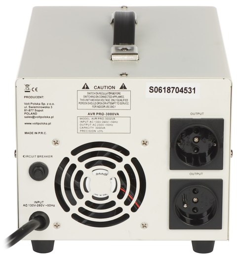 STABILIZATOR NAPIĘCIA SIECIOWEGO AVR-PRO-3000VA VOLT Polska STABILIZATOR NAPIĘCIA SIECIOWEGO AVR-PRO-3000VA VOLT Polska