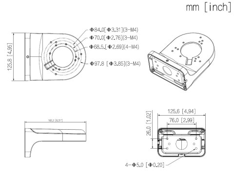 UCHWYT DO KAMER KULISTYCH PFB205W-E DAHUA UCHWYT DO KAMER KULISTYCH PFB205W-E DAHUA
